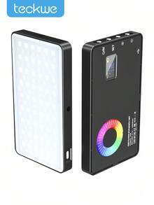 Portable RGB Colorful 360 Degrees Video Fill Light With LCD Display,2500-8500K Color Temperature, 4000mAh High Capacity Photographic Light For Live Stream - Black - View 1