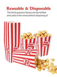 10PCS/1PC/Red White Striped Popcorn Box 11.5x7x5CM Disposable Party Popcorn Container - Small Size: Red and White Vertical Striped POP Style - View 4