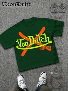 SummerNeonDrift Street Double-Sided Printing Cotton T-Shirt 100% Cotton Fabric Unisex Style-Men T Shirt Skull Graphic Print Neon Yellow Orange Cross Design Streetwear Fashion Casual Wear For Urban Style Fans Hip Hop Look Breathable 100 Cotton Comfortable FitLoose And Comfortablesummer Clothes - Dark Grey - View 7