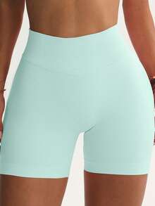 Set de 6 pantalones cortos deportivos sin costuras y elásticos para mujer, adecuados para uso diario y entrenamiento en primavera/verano, pantalones cortos de fitness de unicolor, pantalones cortos de ciclismo - Multicolor - Ver 5