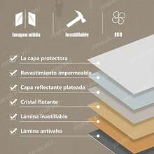 Espejo inteligente antivaho, espejo decorativo moderno, con luces LED, tamaño rectangular 2 en 1 (50x70 cm), control táctil de tres colores, espejo de tocador de baño de pared. - Negro - Ver 8