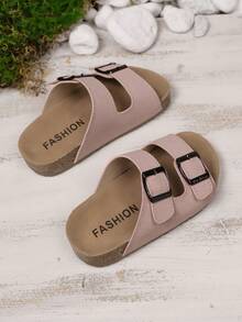 New Summer Kids' Non-Slip Soft Bottom Double Buckle Minimalist Fashion Flat Sandals, Suitable For Beach Vacation - Pink - View 3