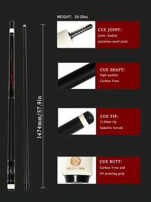 okhealing 1/2 Split Billiard Cue Stick Pro Taper Carbon Fiber Pool Cue 11.8mm Tip Length 147cm/58in Radial Pin Or 3*8-8 Joint 19Oz Can Install Weight Screws, Tiger Design - Tiger - View 3