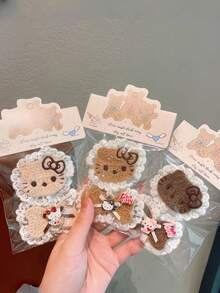 SANRIO 2片可爱卡通蕾丝魔术贴发际线贴纸，不伤头发，适合日常佩戴 - 彩色 - 查看 2