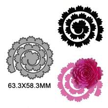 Molde de corte de metal en espiral con flores 3D, adecuado para hacer tarjetas, álbumes de fotos hechos a mano, estampado en relieve, corte y plantillas de sellos, aplicable para manualidades de papel y artesanías - plata - Ver 14
