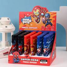 1pc Marvel Superhero Press Eraser, Telescopic Press Eraser, Essential For Iron Man Spider Man Boys' School Stationery. Birthday Party Souvenirs, Children's Day Gifts.(Stochastic Style). - Multicolor - View 1