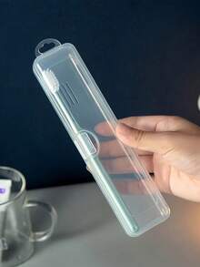 Transparent Toothbrush & Toothpaste Storage Box With Buckle Design And Drainage Function, Convenient For Travel, Desktop Storage Box, Jewelry Box, Dust-Proof Travel Storage Box, Flip-Top Design For Easy Access And Organization, Makeup Brush Holder, Toothbrush Holder, Suitable For Lipstick, Makeup Brushes, Etc. - Multicolor - View 14
