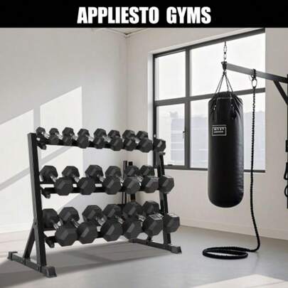 1100LB Capacity Adjustable 3-Tier Dumbbell Rack For Home Gyms 36-Inch Base Model Storage Stand