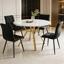 Dining Table & Chair Sets - Black + Golden + MDF+Steel - View 1