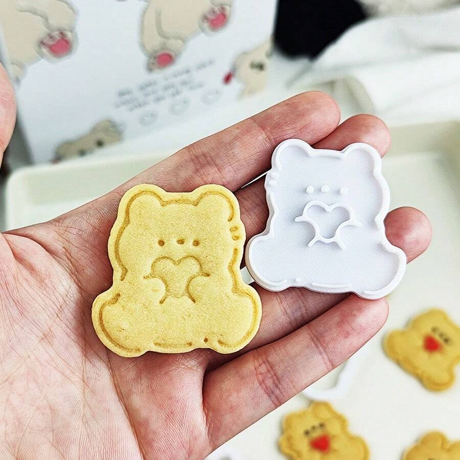 3pcs Easter Bunny & Panda Cookie Cutter Molds, Heart Shaped Valentine's Day Baking Tools, Student Supplies