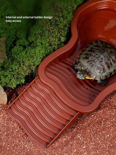 2pcs/Set Reptile Swimming Pool With Ramp, Reptile Food & Water Bowl, Reptile Habitat Decor For Geckos, Snakes, Turtles, Lizards
