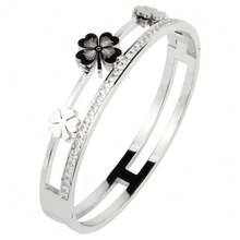 3/1 件女士珠宝手链礼品套装，不锈钢手链配方晶锆石四叶花、蝴蝶吊坠 - 小鎖吊墜組合款 - 查看 35