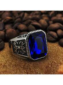 Men's Vintage Stainless Steel Cross Design Ring With Rectangular Cubic Zirconia - Minimalist Fashion Accessory - Ring - View 29