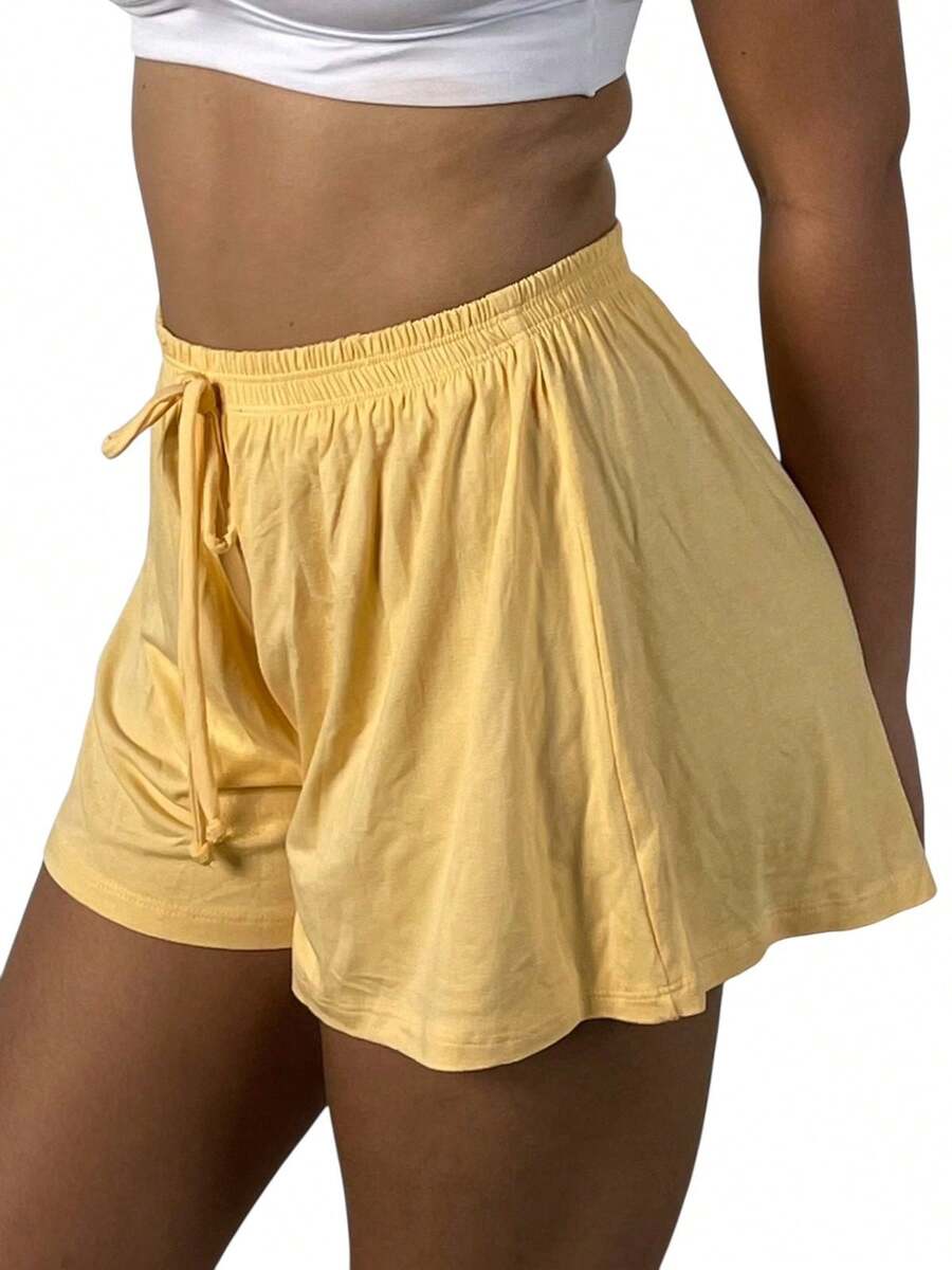 Women's Shorts Loose High Waist New Viscolycra Mesh Breeze - Kuning - View 1