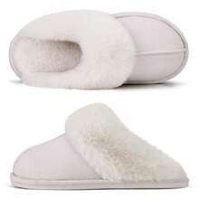 Women's Winter Slippers Cozy Plush Fleece Lined Moccasin Fluffy Detail Non Slip Platform Flat Sole - màu đen - Xem 9