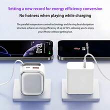 35W GaN 充电器，快充适配器，带 USB A+C 双端口，内置 Type-C 数据线，墙式充电器兼容 17/16/15，充电套装 - 美規A型插(110-127V) - 查看 5