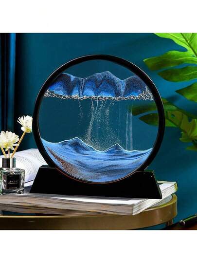 1件装液态沙桌面摆件，塑料材质，适合青少年办公桌、家居装饰，3D液态沙艺术品，圣诞礼物