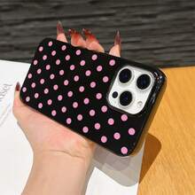 Funda protectora de teléfono con patrón de lunares, estilo y a prueba de golpes de TPU, compatible con modelos de Apple, adecuada como regalo de cumpleaños y Navidad para parejas, novias, hijas y adolescentes - Negro - Ver 5