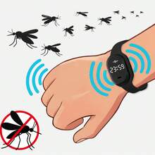 1pc Outdoor Sports Anti-Mosquito Bracelet, Physical Mosquito Repellent, Ultrasonic Mosquito Repellent, Living Room Leisure , Home Corridor Mosquito Repellent And Anti-Mosquito, Outdoor Camping Mosquito And Insect Repellent Device, Men's Anti-Static , Versatile Mosquito Repellent Watch, Repel Mosquitoes And Insects, Technology , Adjustable Size, Party Mosquito And Insect Repellent Device, Gift For Friends - Black - View 2
