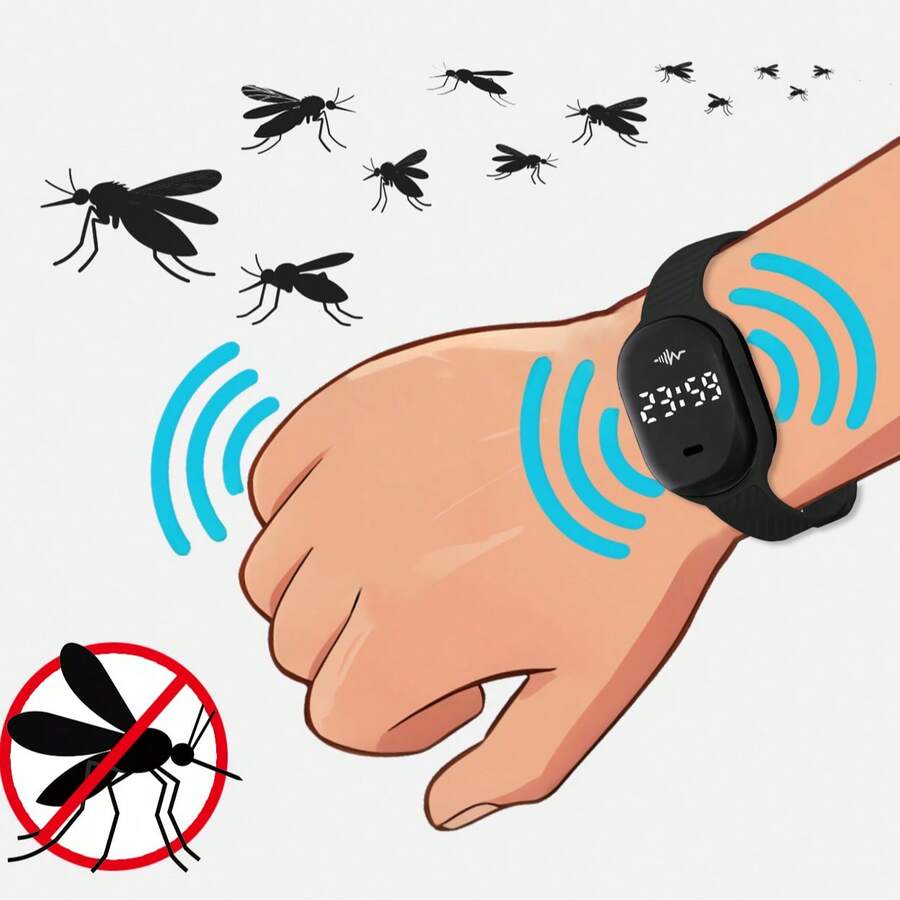 1pc Outdoor Sports Anti-Mosquito Bracelet, Physical Mosquito Repellent, Ultrasonic Mosquito Repellent, Living Room Leisure , Home Corridor Mosquito Repellent And Anti-Mosquito, Outdoor Camping Mosquito And Insect Repellent Device, Men's Anti-Static , Versatile Mosquito Repellent Watch, Repel Mosquitoes And Insects, Technology , Adjustable Size, Party Mosquito And Insect Repellent Device, Gift For Friends