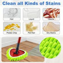 4 Pack Mop Head Replacement Compatiable With Ocedar EasyWring Mop,Mop Heads Refill For Easywring Spin Mop 1 Tank System - Microfiber Chenille, Easy To Replace,Deep Floor Cleaning And Machine Washable - Green - 查看 6