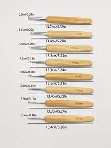 Silver-White Crochet Hook, Aluminum Crochet Hook With Bamboo Handle, Natural Wood Crochet Hook, DIY Yarn Tools 2.5mm, 3.0mm, 3.5mm, 4.0mm, 4.5mm, 5.0mm, 5.5mm, 6.0mm - Bamboo Silver-headed Crochet Hook - View 5