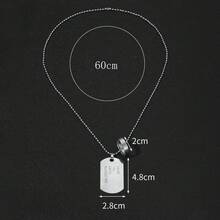 Vintage Hip-Hop Style Men's Stainless Steel Ring With Military Tag Engraving Pendant Sweater Chain Accessory - 1PC - 查看 4