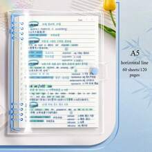 120 页 A5 透明软皮活页笔记本，带撕线，可拆卸螺旋装订，防水设计 - 非常适合日常办公用品和简约风格，也适合学生，是返校季的理想选择。 - 彩色 - 查看 13