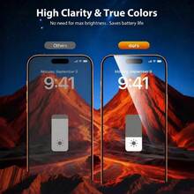 2片装隐私防窥钢化玻璃屏幕保护膜，适用于苹果16E、13、16、16 Pro Max、14、15 Pro Max、17、17 Pro、17 Pro Max - 黑色 - 查看 3