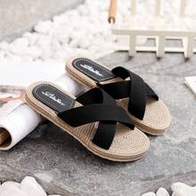 Teens' Criss-Cross Decor Flat Shoes, Warm & Comfortable Slip-On, Casual Solid Color Shoes - Black - View 6