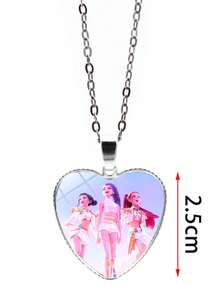 KPOP Demon Hunter SK-POP Girl Group Heart Necklace Pendant, Cross-Border Hot Selling Anime Cartoon Peach Heart Pendant Sweater Chain, High Visual Appeal - Heart Necklace - View 6