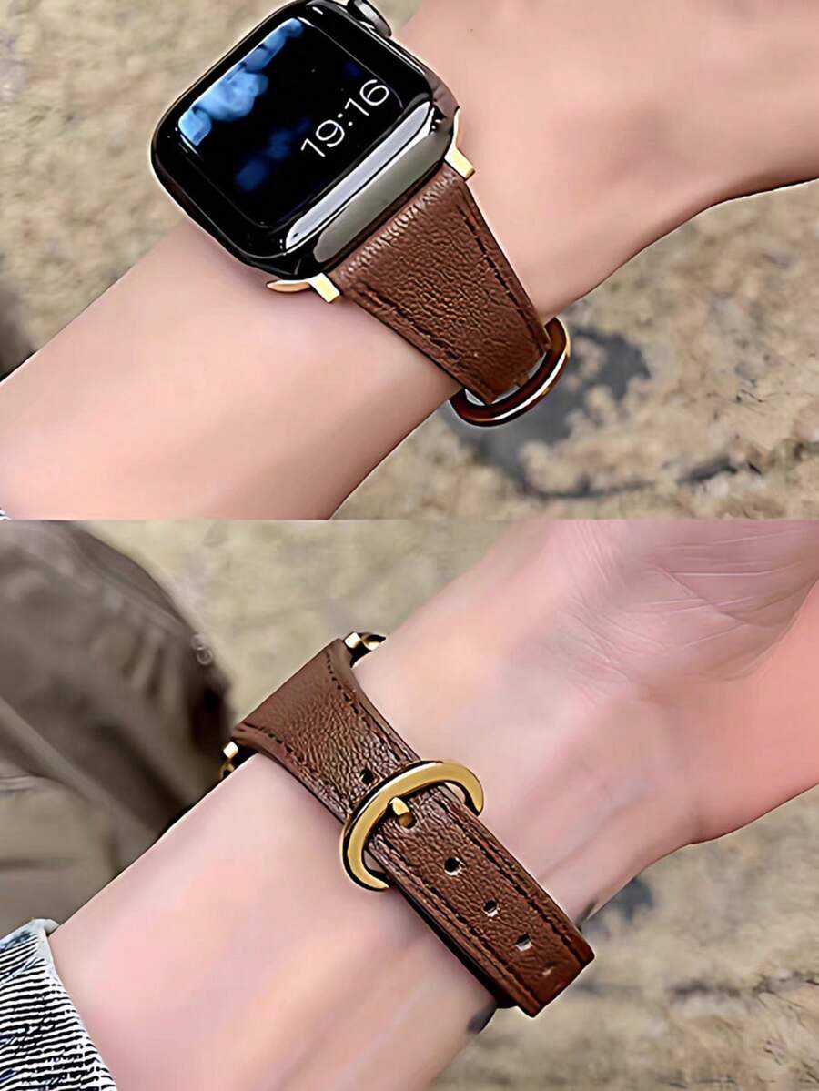 1PC Slim And Thin Leather Watchband Compatible With Apple Watch Band 42mm, 38mm, 40mm, 41mm 44mm 45mm, 46mm And 49mm A Stylish And Smart Watch Replacement Strap Series 9 8 7 6 5 4 3 2 1 SE Lady Wristband