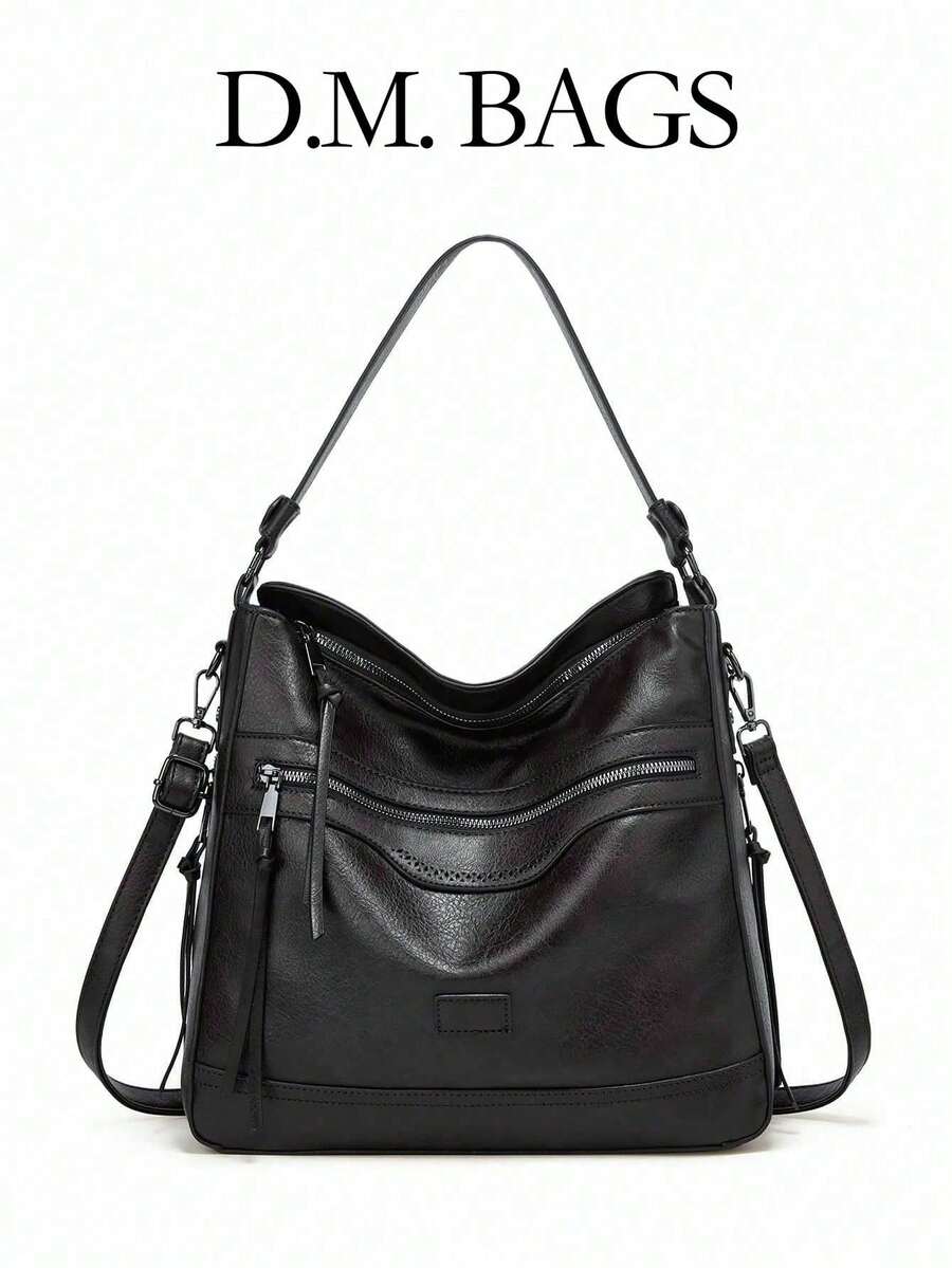 女士时尚百搭高品质单肩包 - 黑色 - 查看 1