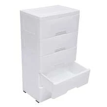 Plastic Drawers Dresser Storage Cabinet, 5 Drawer Stackable Vertical Clothes Storage Tower, Bedroom Tall Small Chest Closet, Organizer Unit For Hallway Entryway, Home Furniture - 白色 - 查看 9