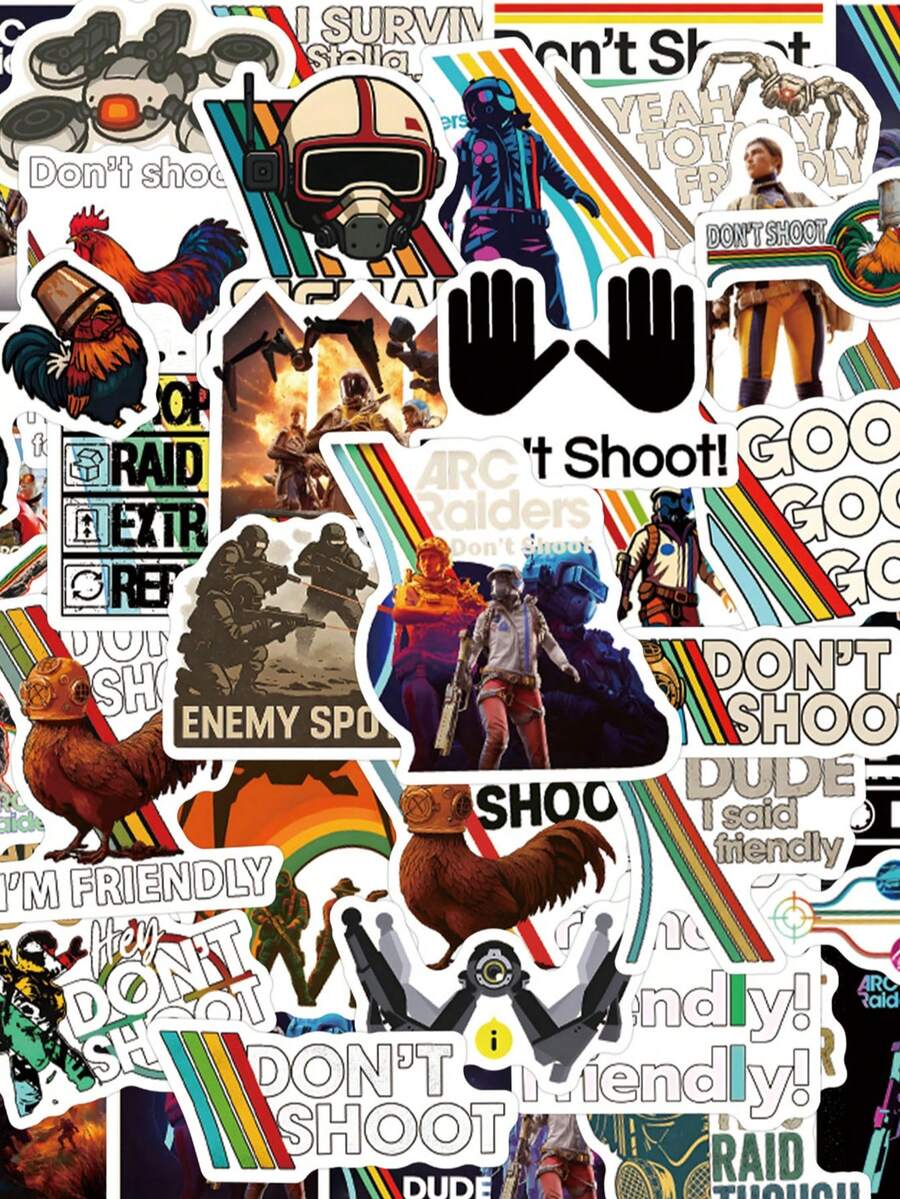 55pcs Arc Stickers Arc Merch Cool Stickers Graffiti Stickers For Water Bottle, Guitar, Luggage, Phone, Case, Laptop, Skateboard, Gift Scrapbook Supplies Stationery Funny Stickers Kindle - A - View 1