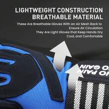 FINGER TEN Weight Lifting Gloves - Full Finger Protection, Anti-Slip Grip, Wrist Wraps Support - Adults, Unisex - Gym Gloves - Blue - View 4