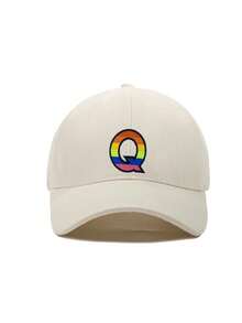 1件装 男女童彩虹26字母棒球帽 金线工艺 R字母设计风格 Kpop时尚 Snapback帽 男女童遮阳帽 - 米色 - 查看 11