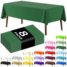 8 piezas Mantel desechable rectangular de unicolor, mantel de plástico PEVA impermeable y resistente al aceite para decoración de mesa de postres y fiestas - Multicolor - Ver 18