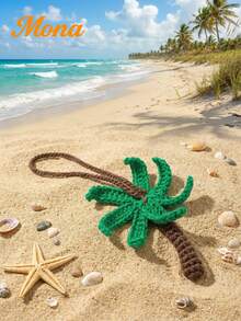 1件手工钩织夏日海岛棕榈树挂饰，夏季礼物，可用作沙滩包/钱包装饰、夏季手提包配饰，日常佩戴理想之选，旅行必备，邮轮必备，也是一份很棒的情侣礼物。 - 彩色 - 查看 2