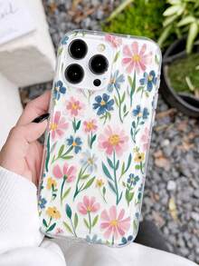 1 pièce Étui de téléphone souple à motif floral minimaliste et moderne, antidérapant et transparent, compatible avec iPhone 11/12/13/14/15/16/17 Pro Max - Multicolore - Voir 2
