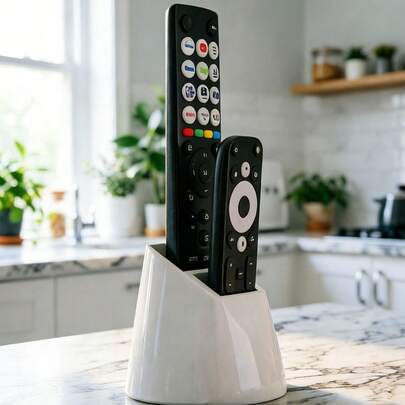 Tabletop Remote Control Holder, No Drilling Required, 2-Slot Design Suitable For TV, AC And Lighting Remotes, Excellent Desktop Organizer Tool, Minimalist And Fashionable Design