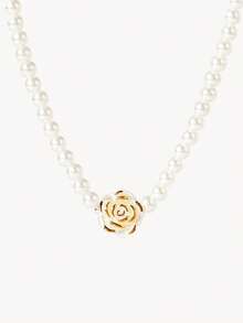 Opalesca 1 套母亲节礼物女士珠宝珍珠花项链、手链、耳环经典复古闪亮办公室时尚教师节礼物波西米亚海滩珠宝项链圣诞节、情人节、感恩节礼物情人节、妈妈、母亲、母亲节、礼物 - 白色 - 查看 6