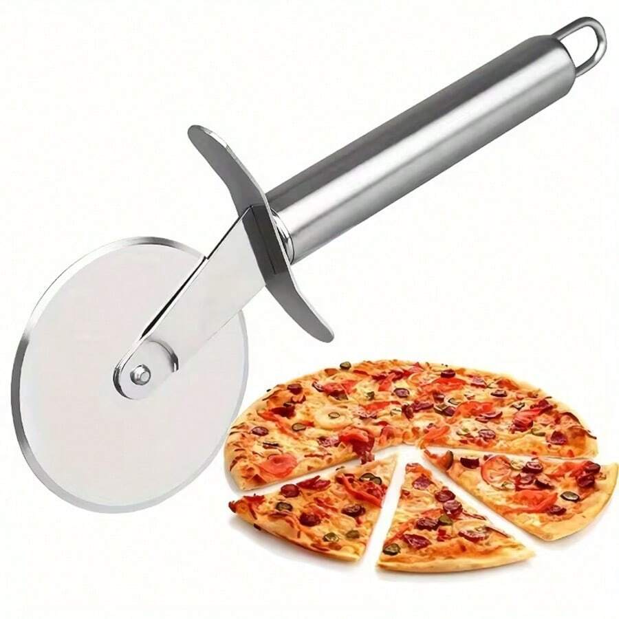 Professional Pizza Cutter, Made Of Stainless Steel, With Sharp, Smooth Rotating Blades And An Ergonomic, Non-Stick Handle, Easily Cuts Pizza, Cheese, And Dough. - View 1