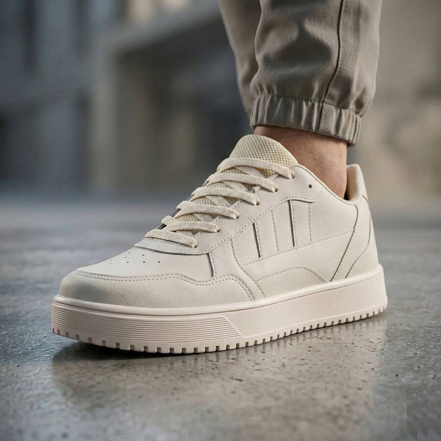 Men's Casual Street Skate Shoes, Comfortable, Basic, Lightweight, Urban Style R1444 - Beige - View 1