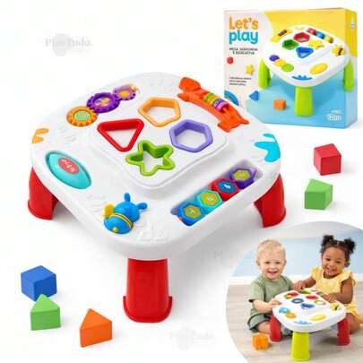 Mesinha Didática Infantil Educativa Sensorial Mesa Divertida Atividades Interativas Formas Encaixar