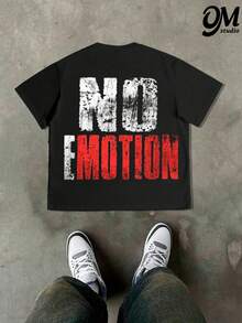 OMStudio - Y2K, Double-Sided Printing, Warning Slogan, Red T-Shirt,  Clothing, Graphic Tee, Funny Graphic Tees, Graphic Tees Men, 100% Cotton T-Shirts Feature A Youthful And Fashionable Design  They Come  T-Shirts - 黑色 - 查看 4