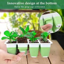 4/6件套升级版育苗盘，带花形植物生长灯，6件套育苗套装，含光照和湿度罩、定时控制器、可调节亮度及3种光照模式，室内幼苗培育发芽盘 - 綠色 - 查看 6