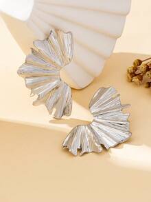 1对女士时尚耳环，优雅铅笔屑造型耳环，适合日常和上学佩戴 - 銀色 - 查看 3