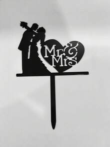 1 件装优雅黑色情侣蛋糕装饰插牌 - 婚礼、订婚、情人节装饰 - 亚克力材质，印有“我爱你”字样 - 浪漫婚礼蛋糕、派对装饰 - 完美情侣礼物 - 婚礼蛋糕装饰 - styleA - 查看 7