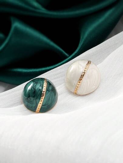 5 pièces/set Boutons métalliques élégants de mode à bordure dorée, de forme semi-sphérique géométrique en forme d'œuf, faits à la main. Convient pour les manteaux, pulls, couture décorative, sacs DIY, chapeaux, cadeaux et accessoires de couture pour femmes.